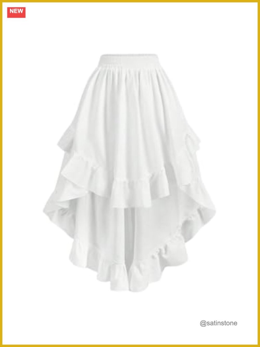 Asymmetrical Midi Skirt Flowy Ruffle High Low Western Skirt